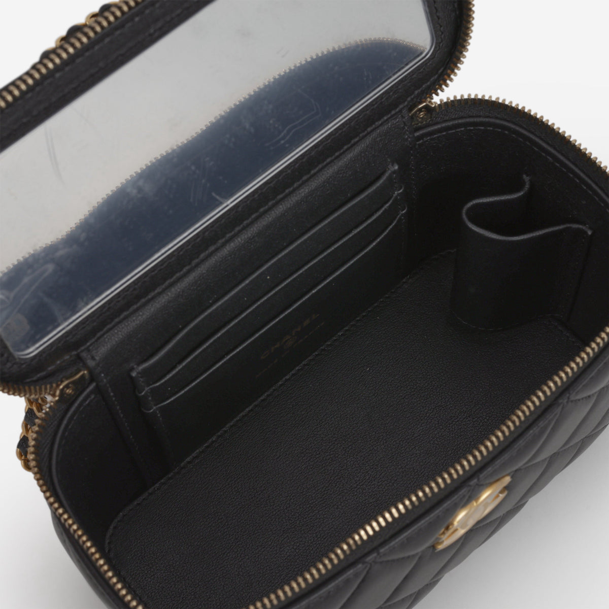 Chanel Chanel Small Chain Top Handle Vanity in Black Lambskin - Castel Clothing