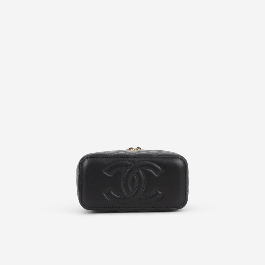 Chanel Chanel Small Chain Top Handle Vanity in Black Lambskin - Castel Clothing