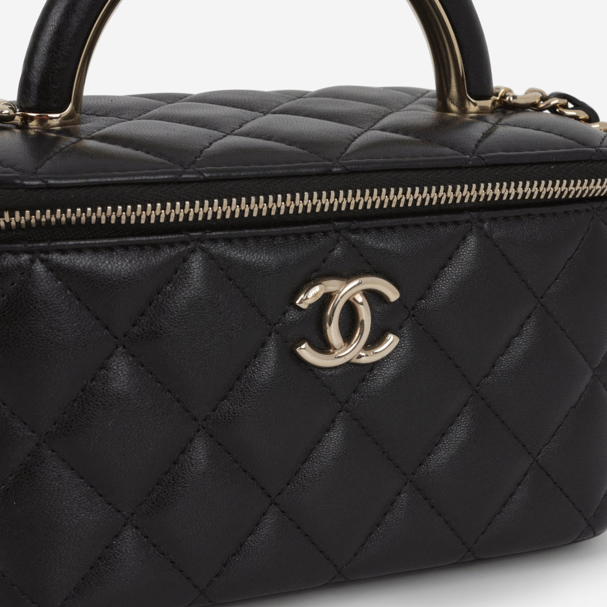 Chanel Chanel Small Metal Top Handle Vanity in Black Lambskin - Castel Clothing