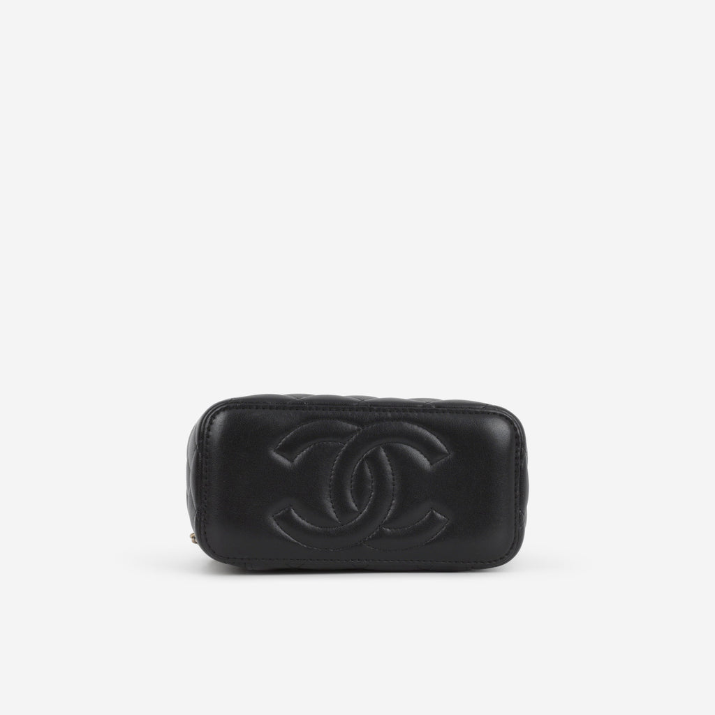 Chanel Chanel Small Metal Top Handle Vanity in Black Lambskin - Castel Clothing