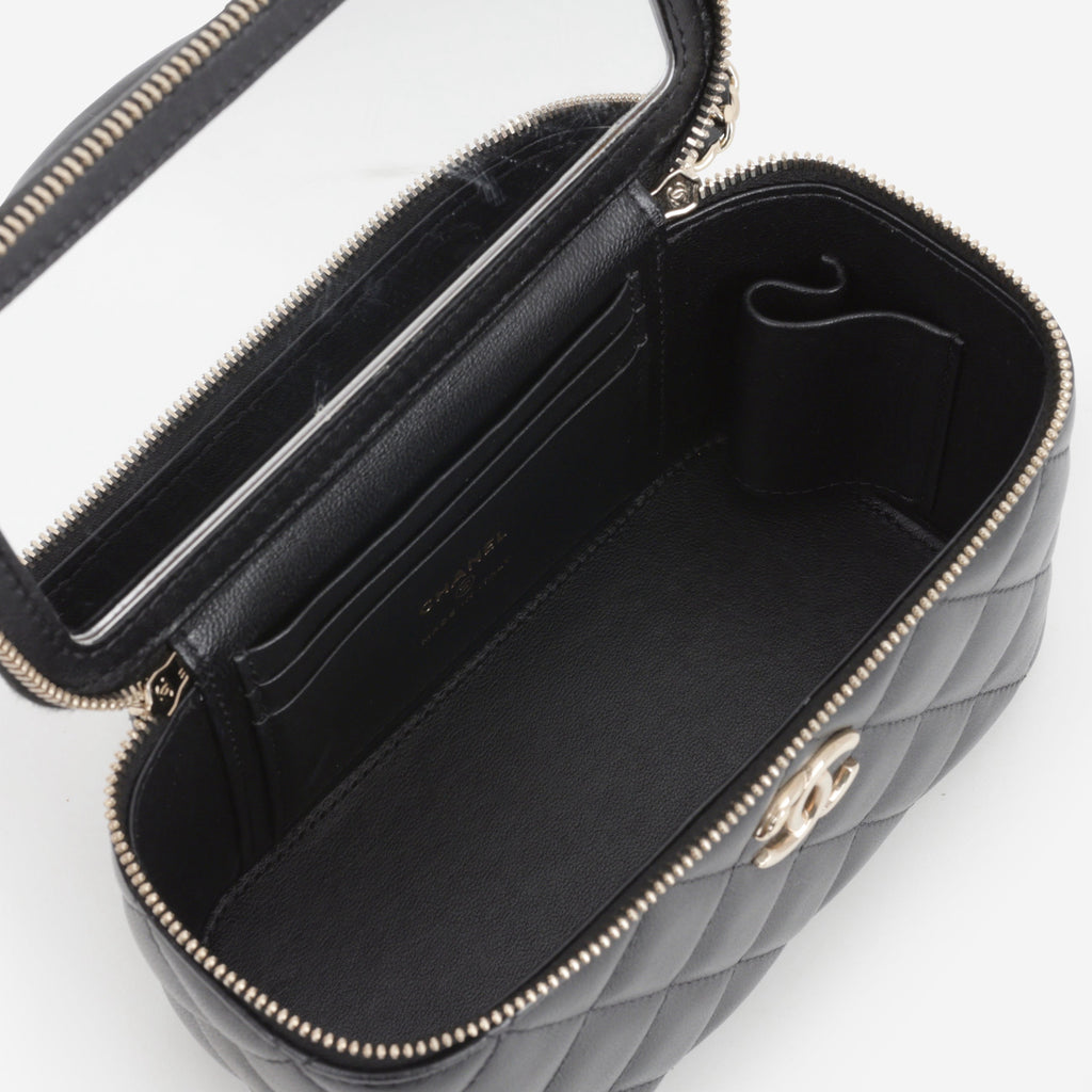 Chanel Chanel Small Metal Top Handle Vanity in Black Lambskin - Castel Clothing