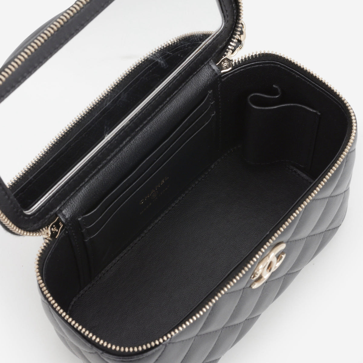 Chanel Chanel Small Metal Top Handle Vanity in Black Lambskin - Castel Clothing