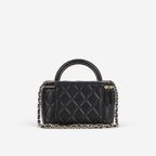 Chanel Chanel Small Metal Top Handle Vanity in Black Lambskin - Castel Clothing