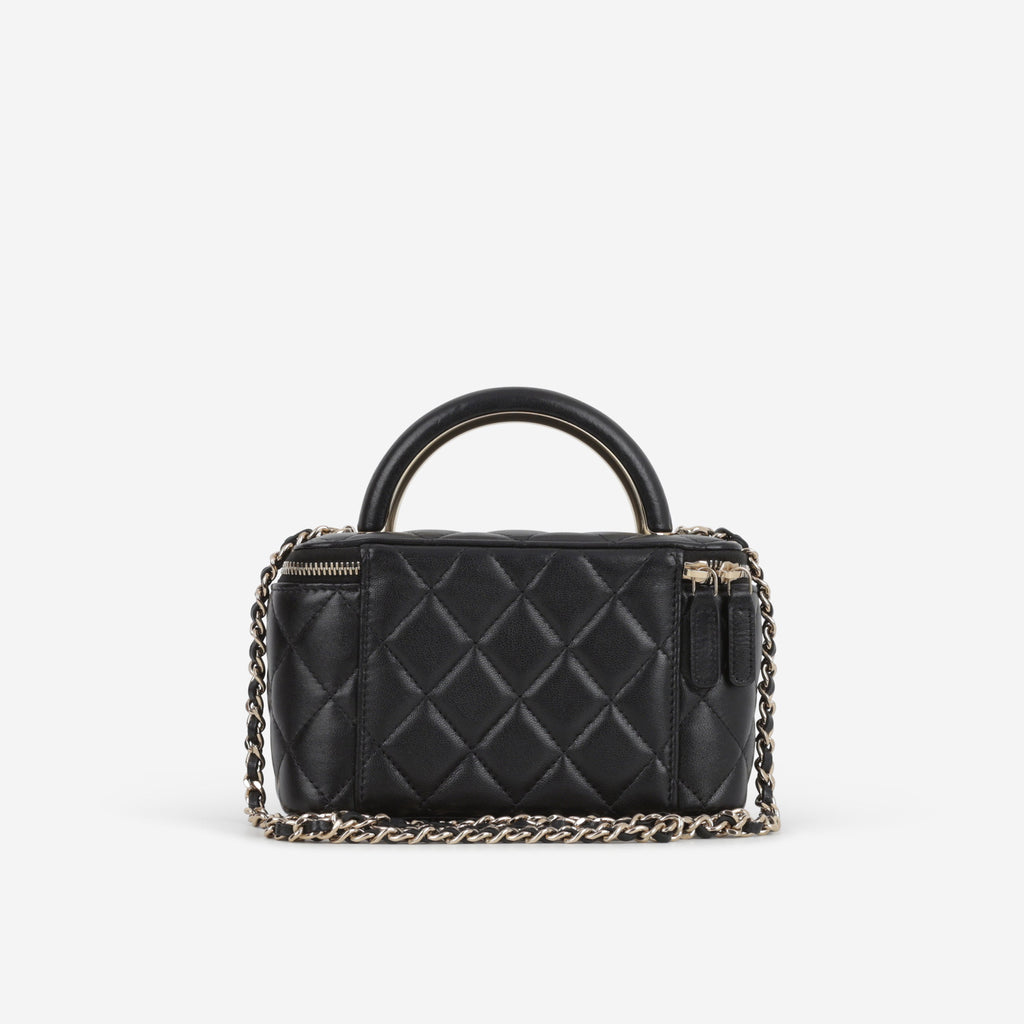 Chanel Chanel Small Metal Top Handle Vanity in Black Lambskin - Castel Clothing