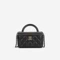 Chanel Chanel Small Metal Top Handle Vanity in Black Lambskin - Castel Clothing