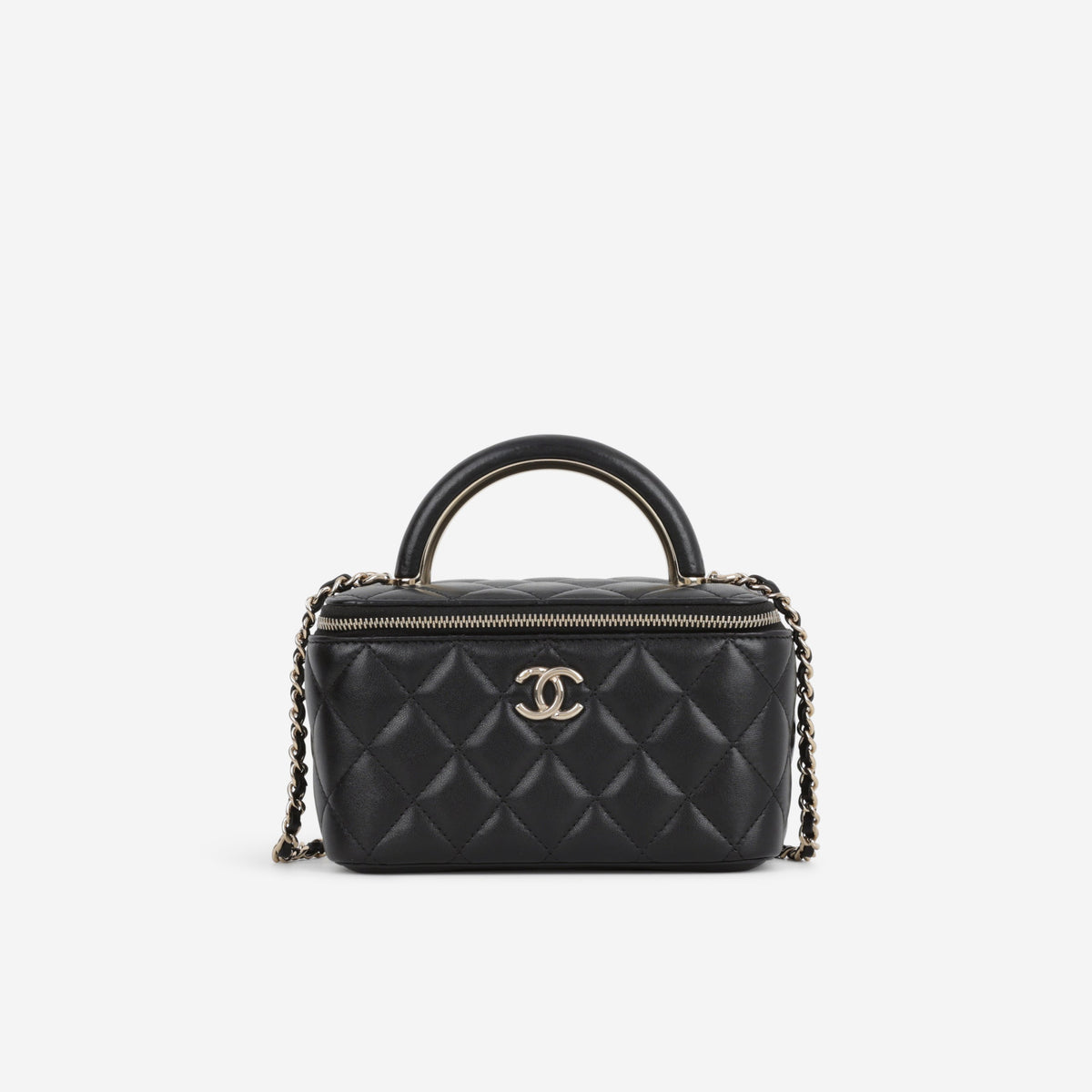 Chanel Chanel Small Metal Top Handle Vanity in Black Lambskin - Castel Clothing
