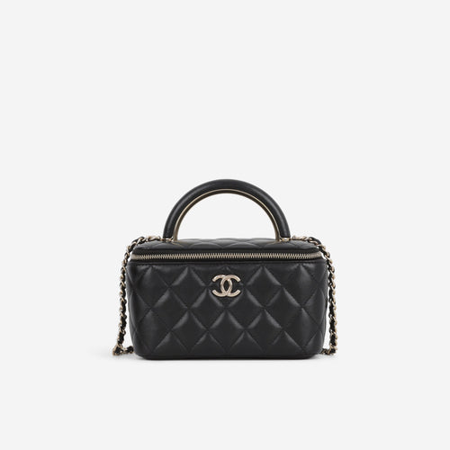 Chanel Chanel Small Metal Top Handle Vanity in Black Lambskin - Castel Clothing