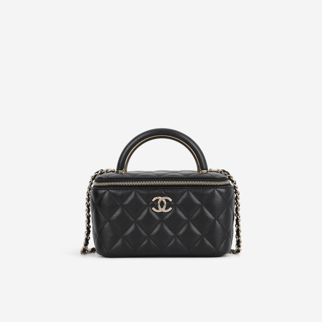 Chanel Chanel Small Metal Top Handle Vanity in Black Lambskin - Castel Clothing