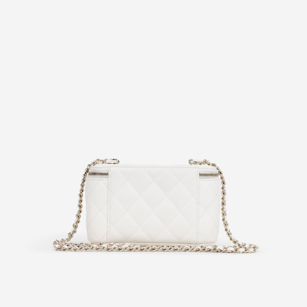 Chanel Chanel Small Vanity on Chain in White Caviar - Castel Clothing