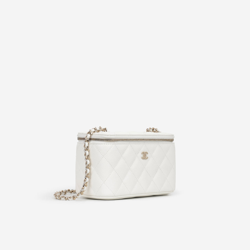 Chanel Chanel Small Vanity on Chain in White Caviar - Castel Clothing
