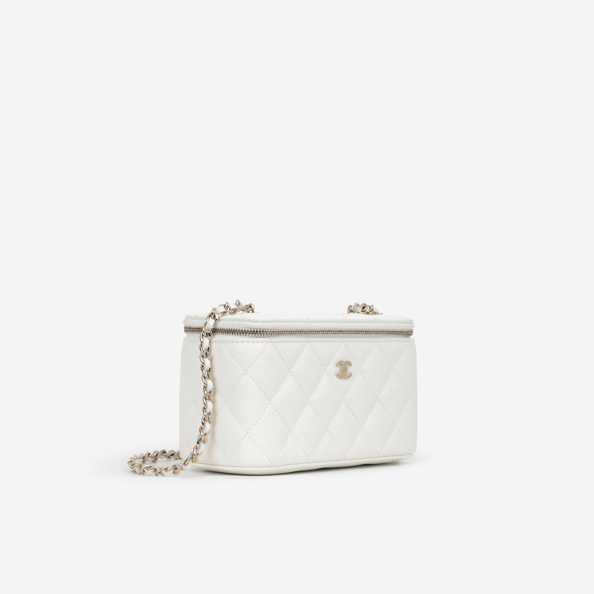 Chanel Chanel Small Vanity on Chain in White Caviar - Castel Clothing