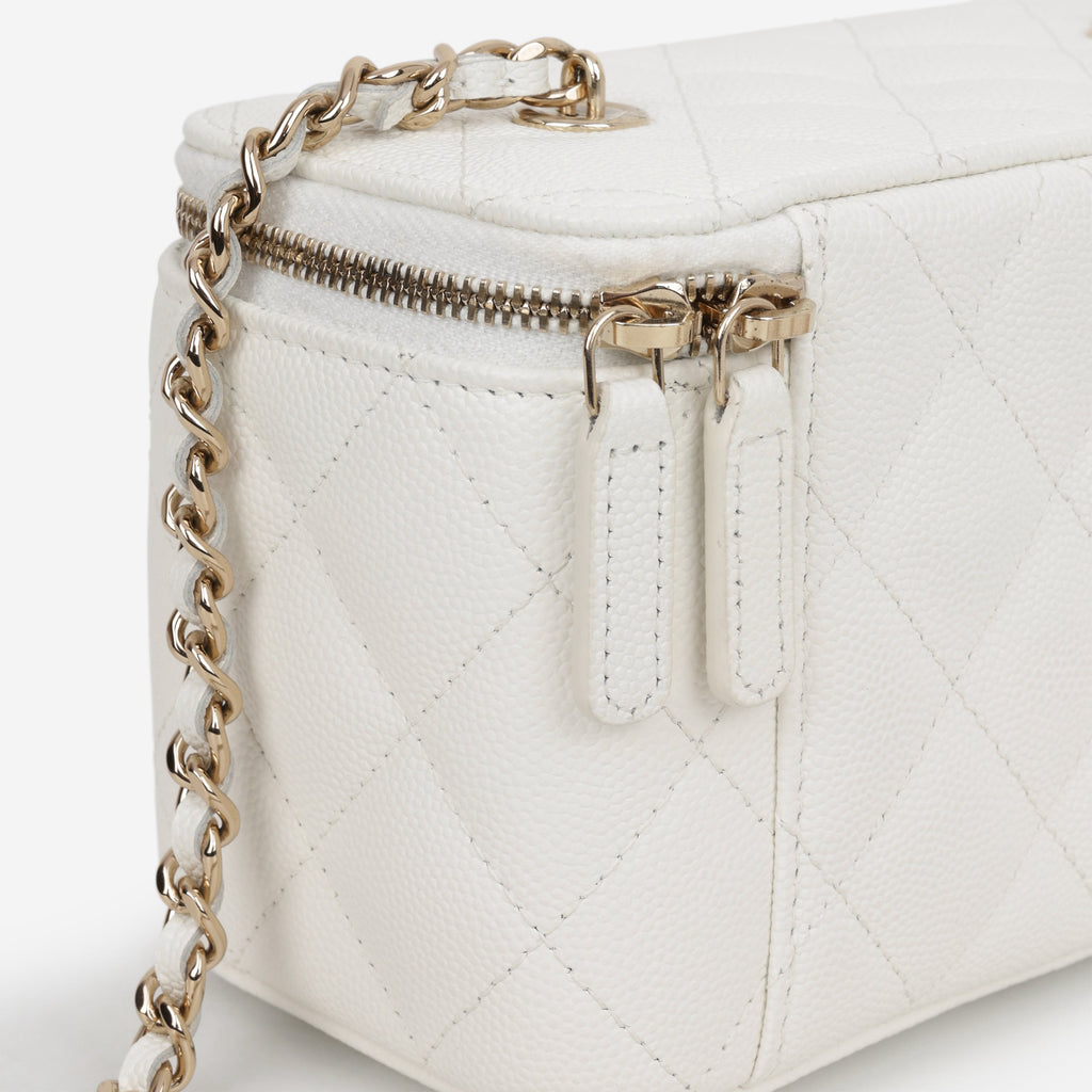 Chanel Chanel Small Vanity on Chain in White Caviar - Castel Clothing
