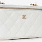 Chanel Chanel Small Vanity on Chain in White Caviar - Castel Clothing