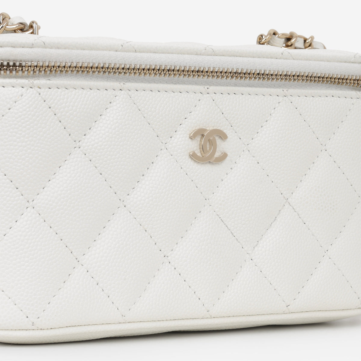 Chanel Chanel Small Vanity on Chain in White Caviar - Castel Clothing