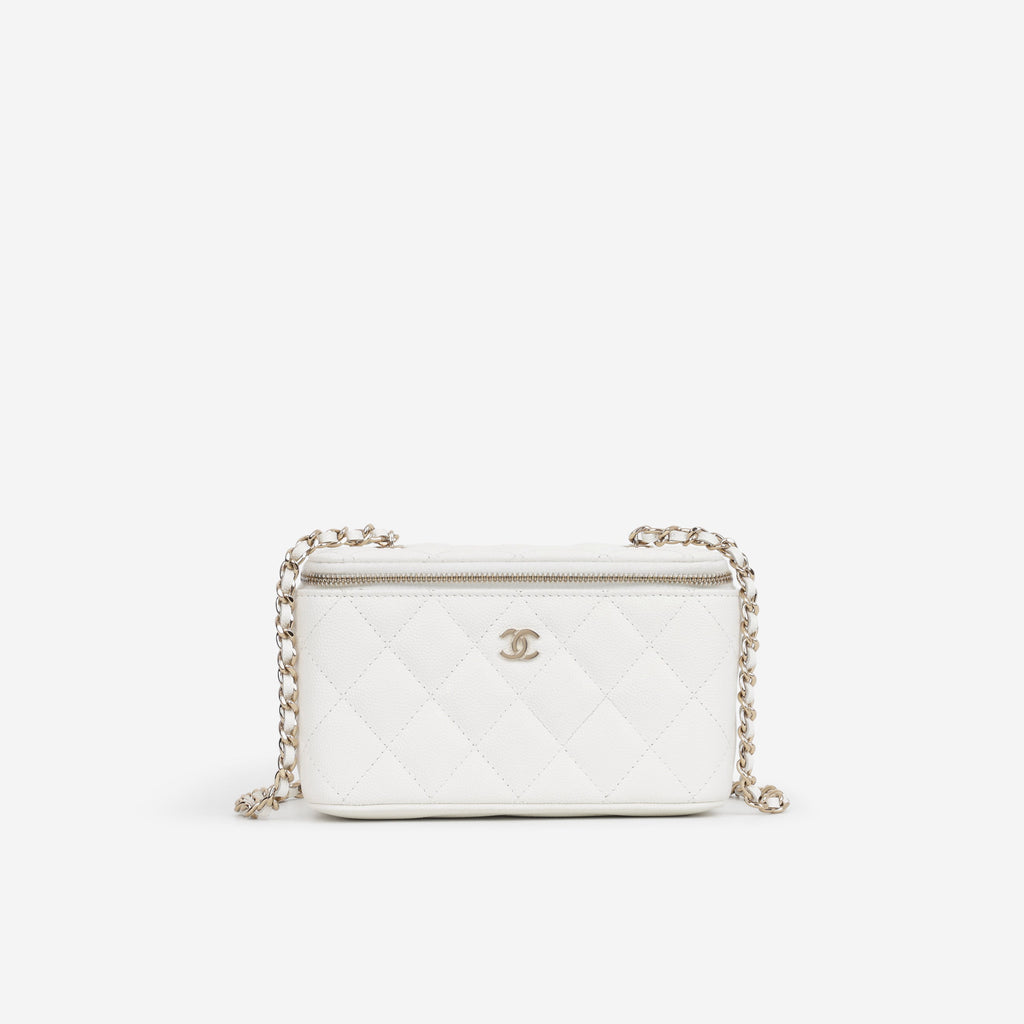 Chanel Chanel Small Vanity on Chain in White Caviar - Castel Clothing