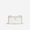 Chanel Chanel Small Vanity on Chain in White Caviar - Castel Clothing