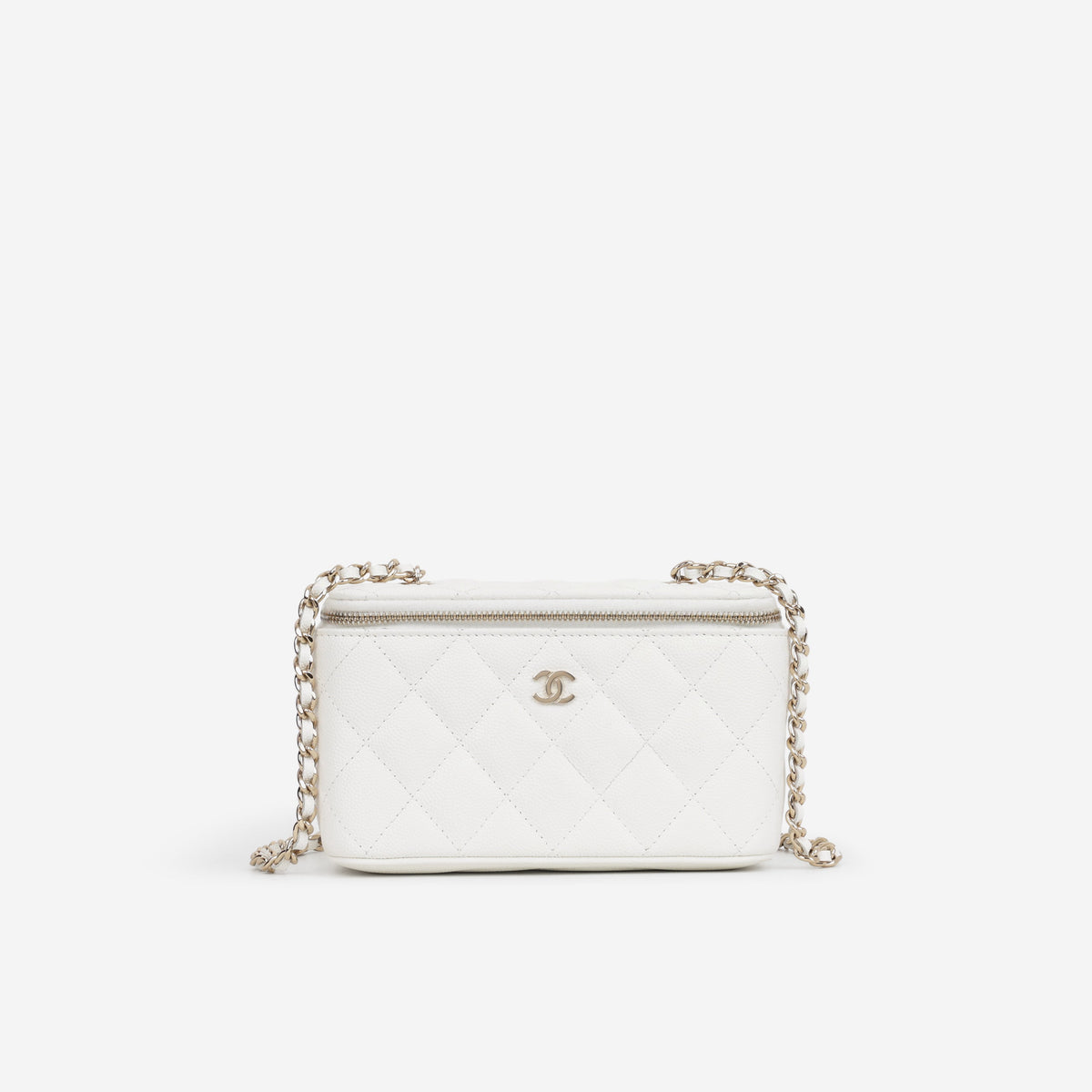 Chanel Chanel Small Vanity on Chain in White Caviar - Castel Clothing