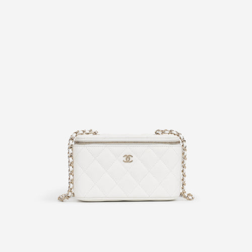 Chanel Chanel Small Vanity on Chain in White Caviar - Castel Clothing