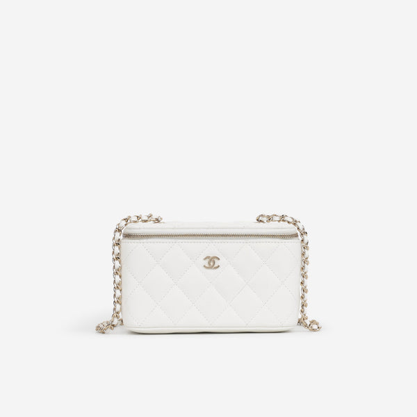 Chanel Chanel Small Vanity on Chain in White Caviar - Castel Clothing