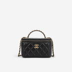 Chanel Chanel Small Chain Top Handle Vanity in Black Lambskin - Castel Clothing