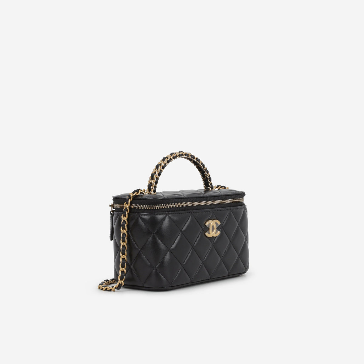 Chanel Chanel Small Chain Top Handle Vanity in Black Lambskin - Castel Clothing