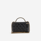 Chanel Chanel Small Chain Top Handle Vanity in Black Lambskin - Castel Clothing