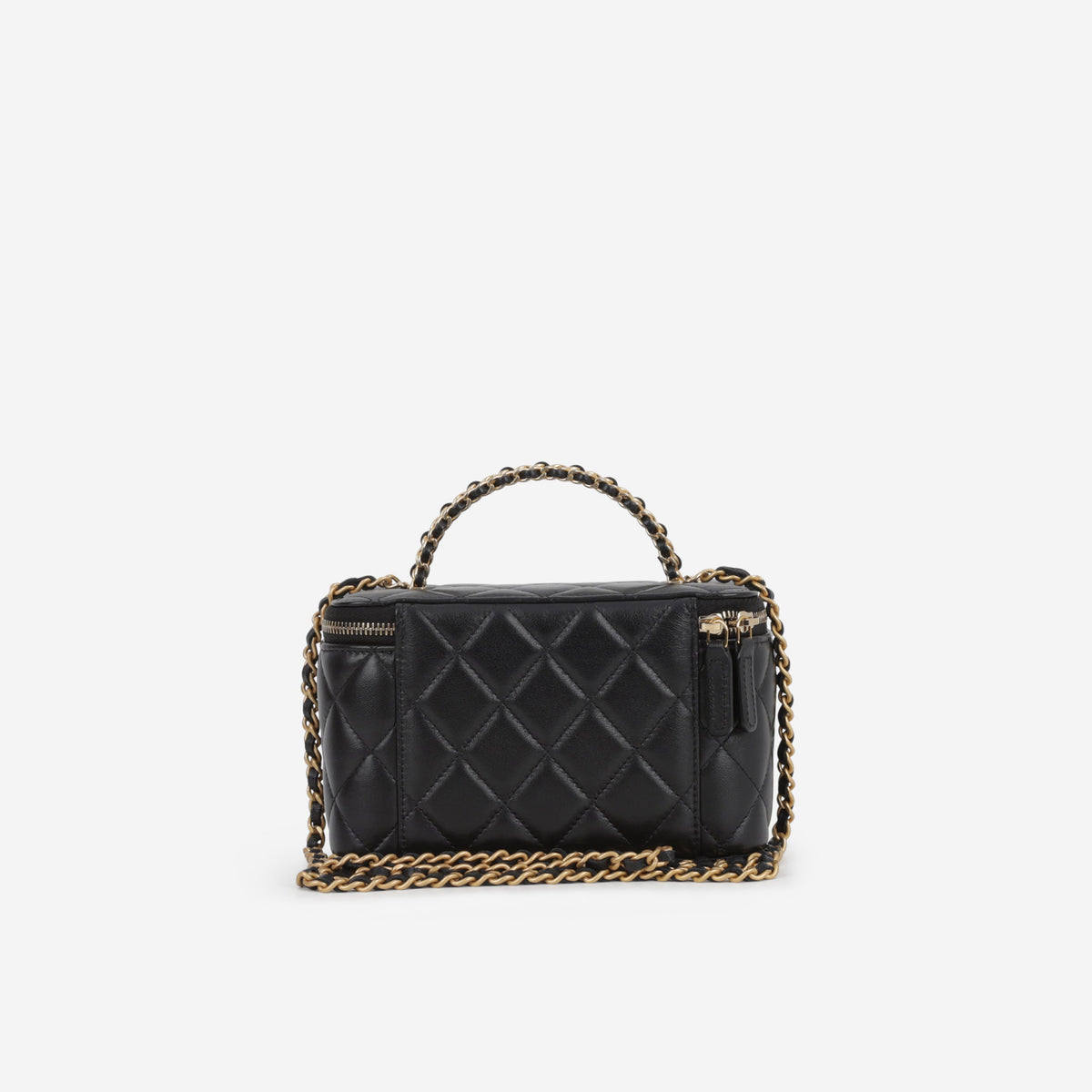 Chanel Chanel Small Chain Top Handle Vanity in Black Lambskin - Castel Clothing