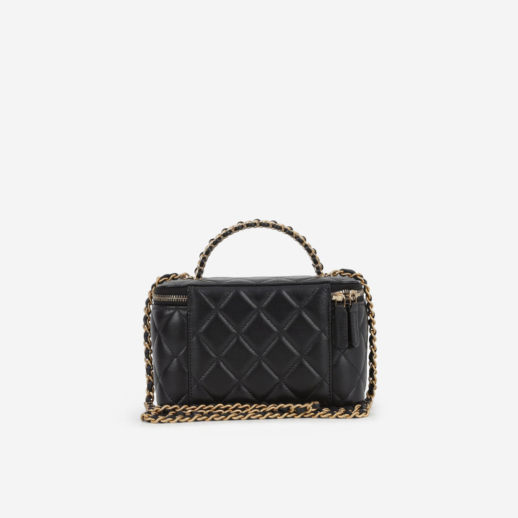 Chanel Chanel Small Chain Top Handle Vanity in Black Lambskin - Castel Clothing