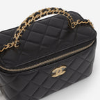 Chanel Chanel Small Chain Top Handle Vanity in Black Lambskin - Castel Clothing