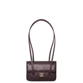 Chanel Clutch with Leather Strap, Mini Preppy Flap Bag Grained Shiny Calfskin & Gold-Tone Metal Dark Brown - Castel Clothing