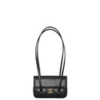 Chanel Clutch with Leather Strap, Mini Preppy Flap Bag Grained Shiny Calfskin & Gold-Tone Metal Black - Castel Clothing