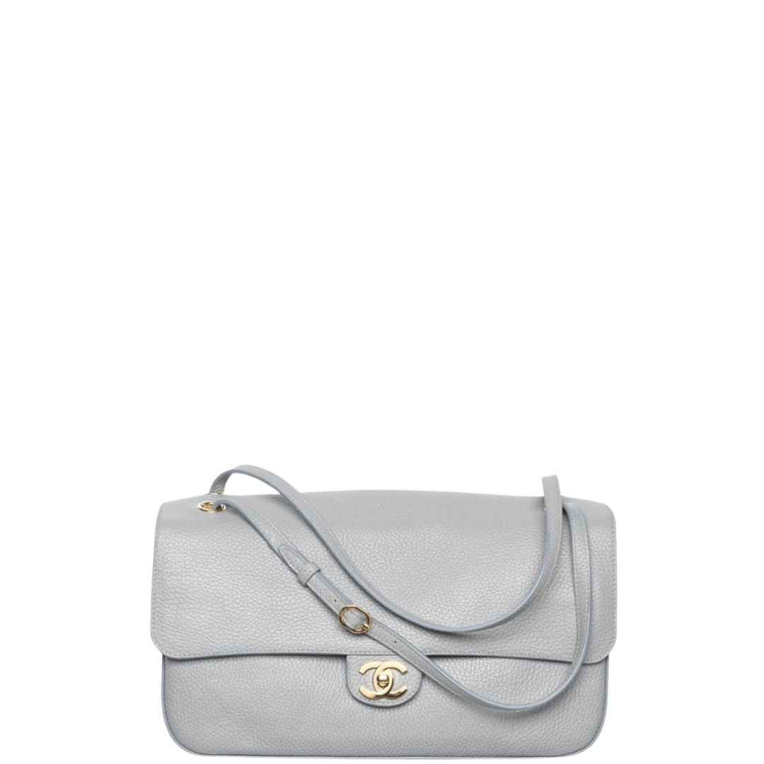 Chanel Maxi Flap Bag Grained Calfskin & Gold-Tone Metal Gray - Castel Clothing
