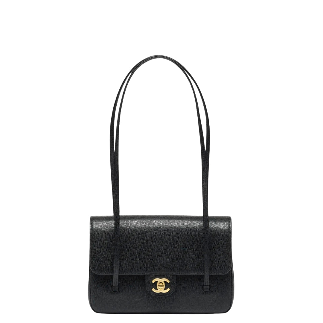 Chanel Small Preppy Flap Bag Grained Shiny Calfskin & Gold-Tone Black - Castel Clothing