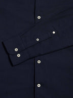 Flannel Herringbone Spread Collar Shirt in Dark Sapphire Navy