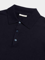 Jersey Knit Long Sleeve Polo Shirt in Dark Sapphire Navy