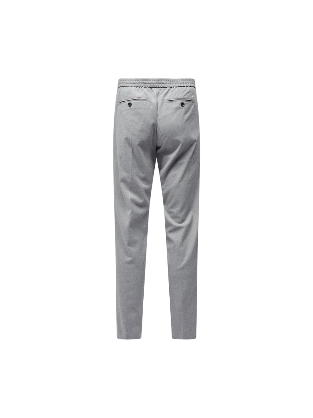 Flannel Tech Drawstring Trousers in Light Grey Marl
