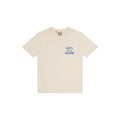 Gallery Dept. Logo Print Cotton T Shirt in Cream and Blue - Castel Clothing