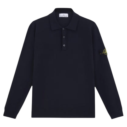 STONE ISLAND Knitted Compass Polo Shirt Navy