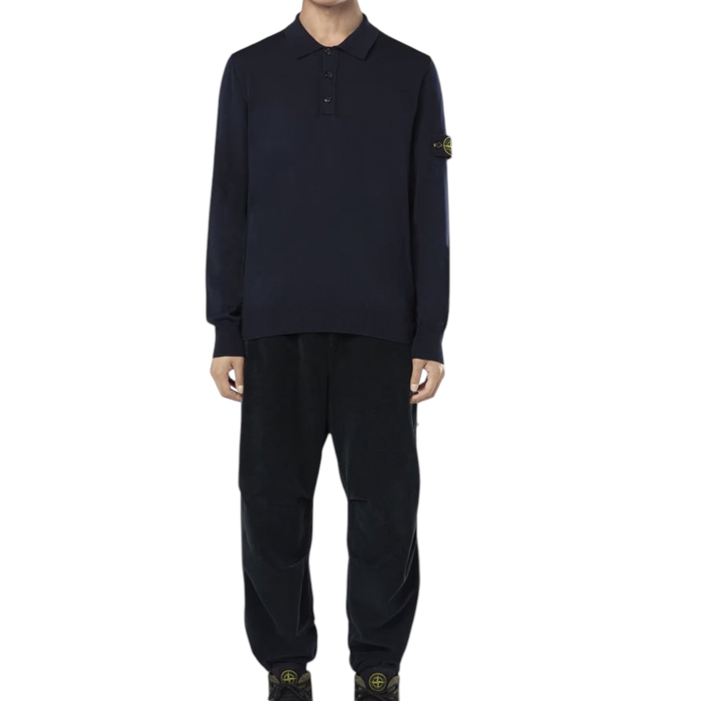 STONE ISLAND Knitted Compass Polo Shirt Navy