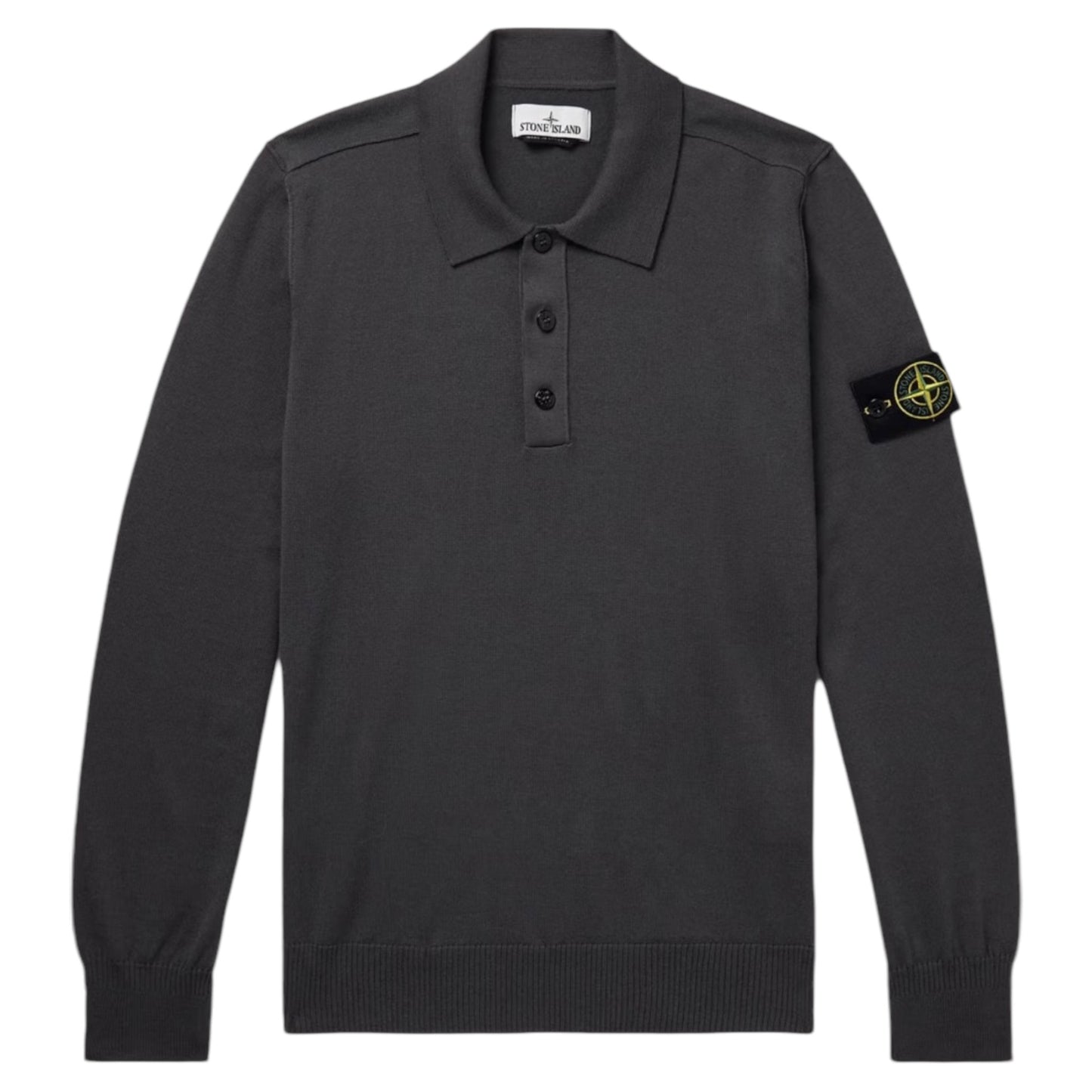 STONE ISLAND Knitted Compass Polo Shirt Grey