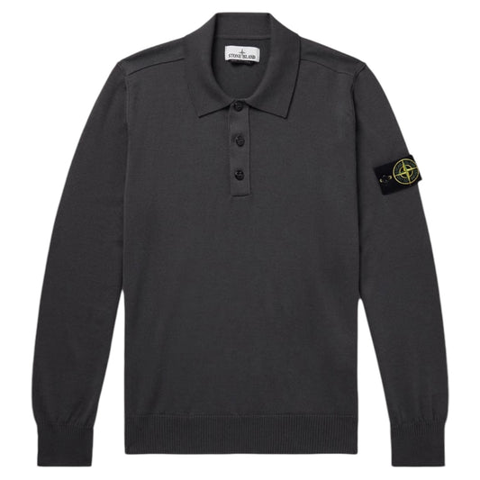 STONE ISLAND Knitted Compass Polo Shirt Grey