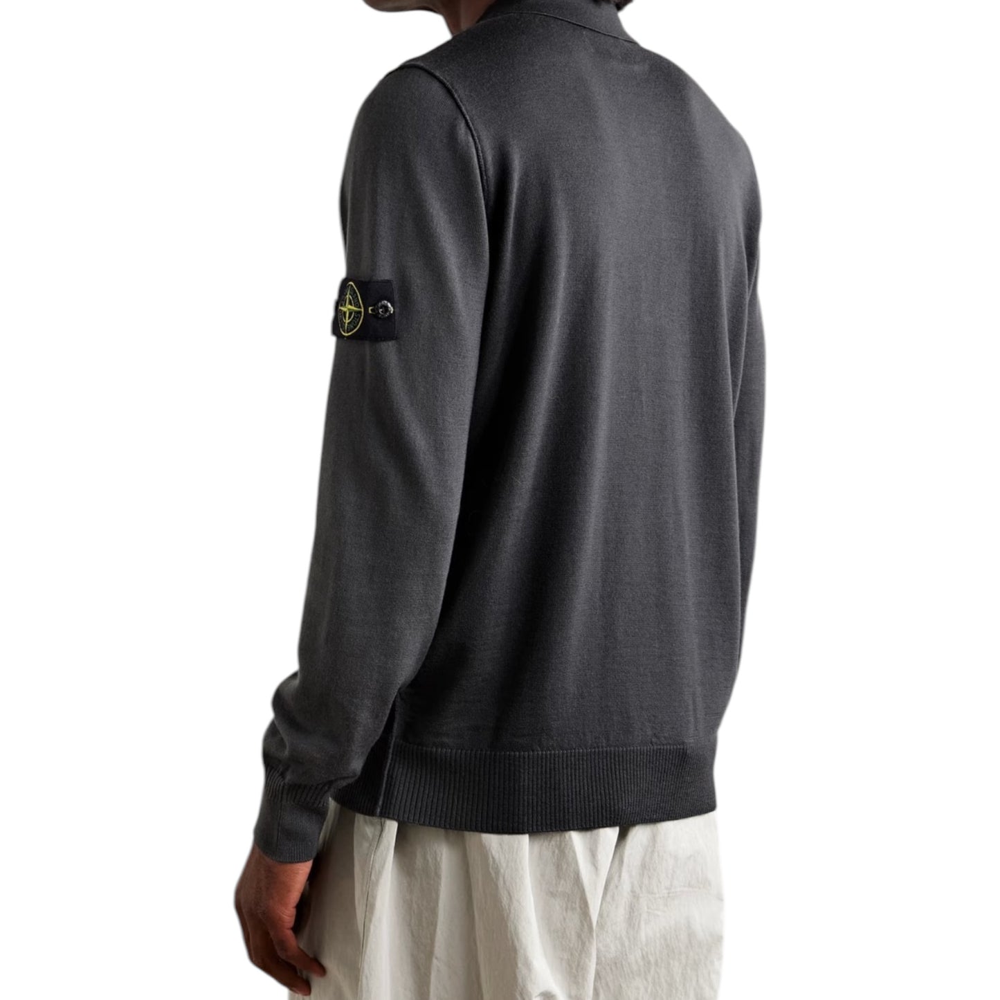 STONE ISLAND Knitted Compass Polo Shirt Grey