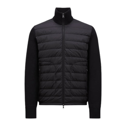 Moncler Padded Wool Zip-Up Cardigan Black