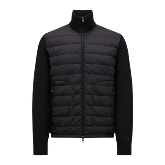 Moncler Padded Wool Zip-Up Cardigan Black