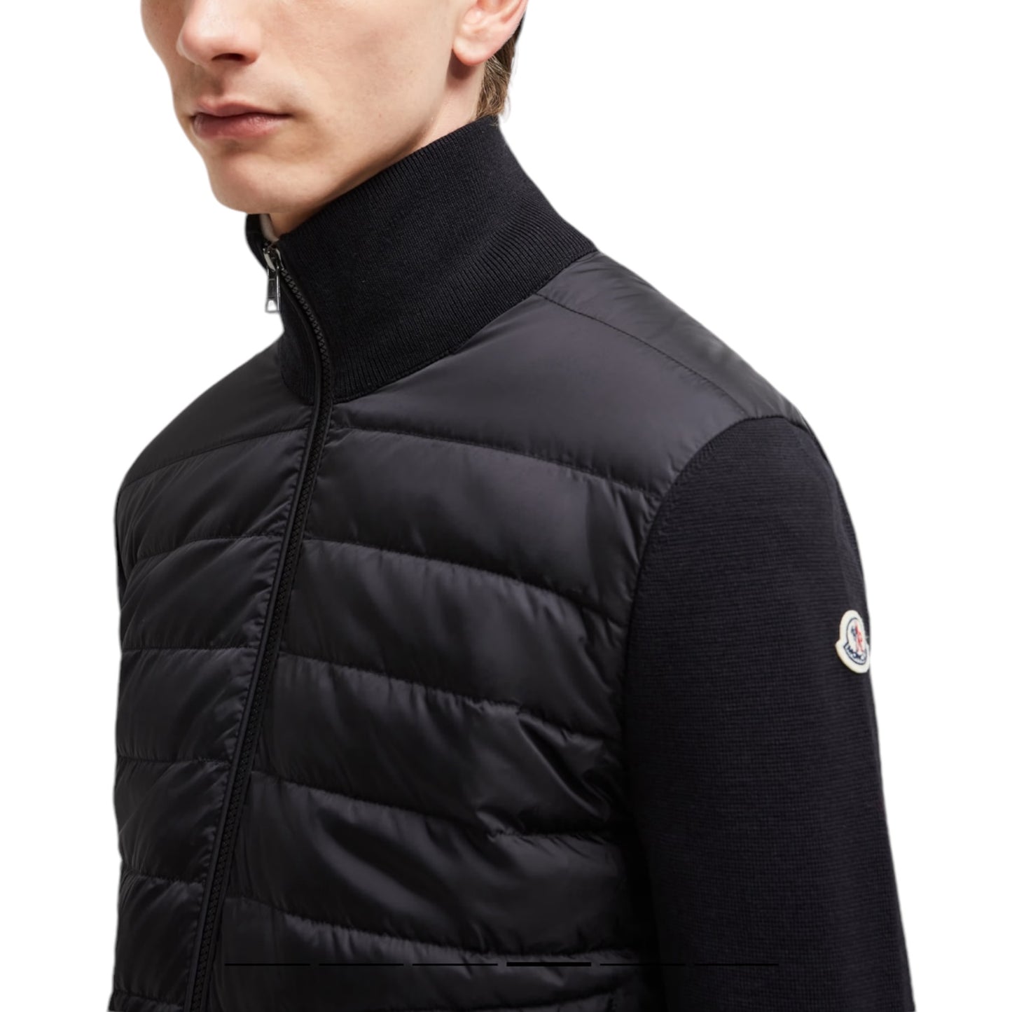 Moncler Padded Wool Zip-Up Cardigan Black