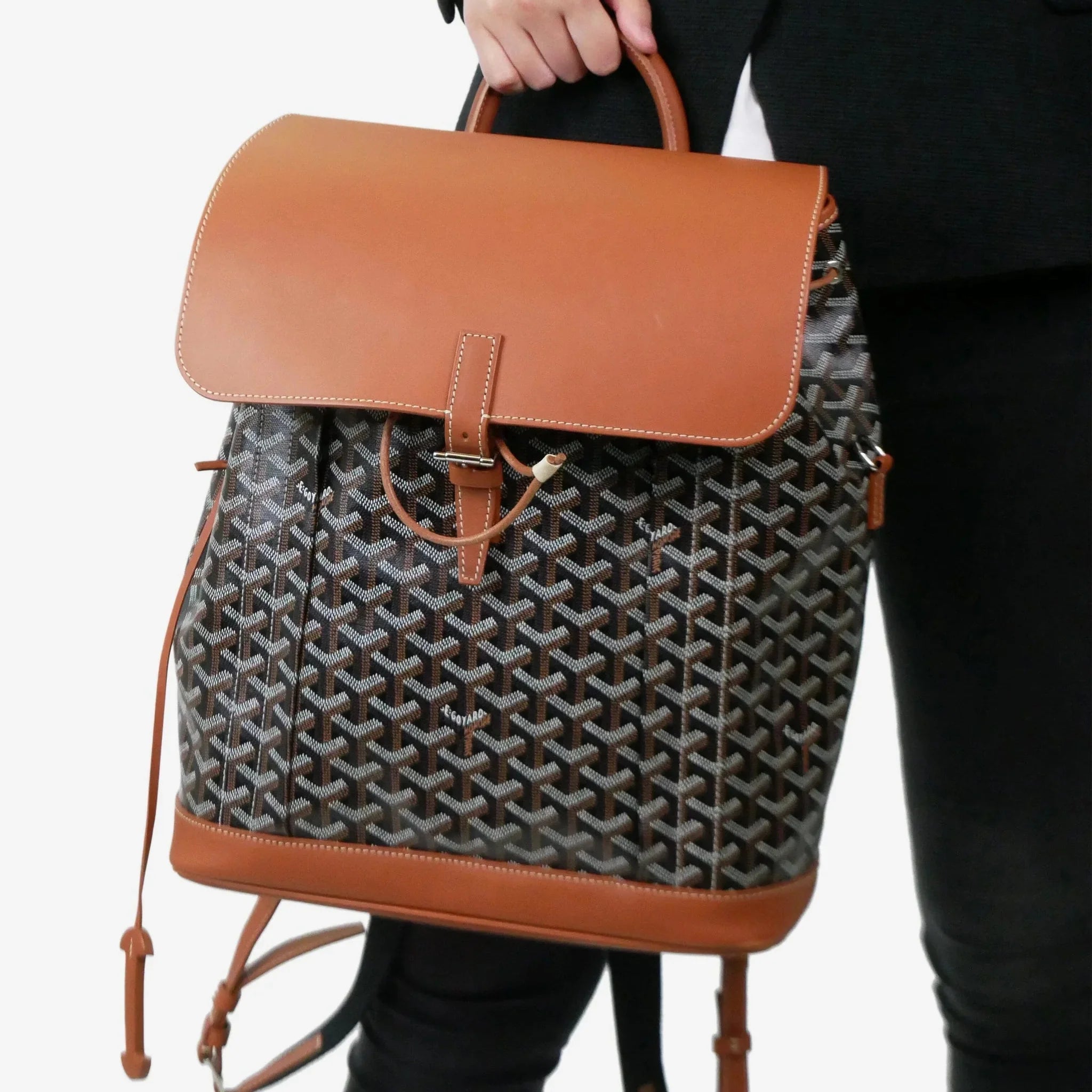 Goyard Alpin MM Backpack Black Tan