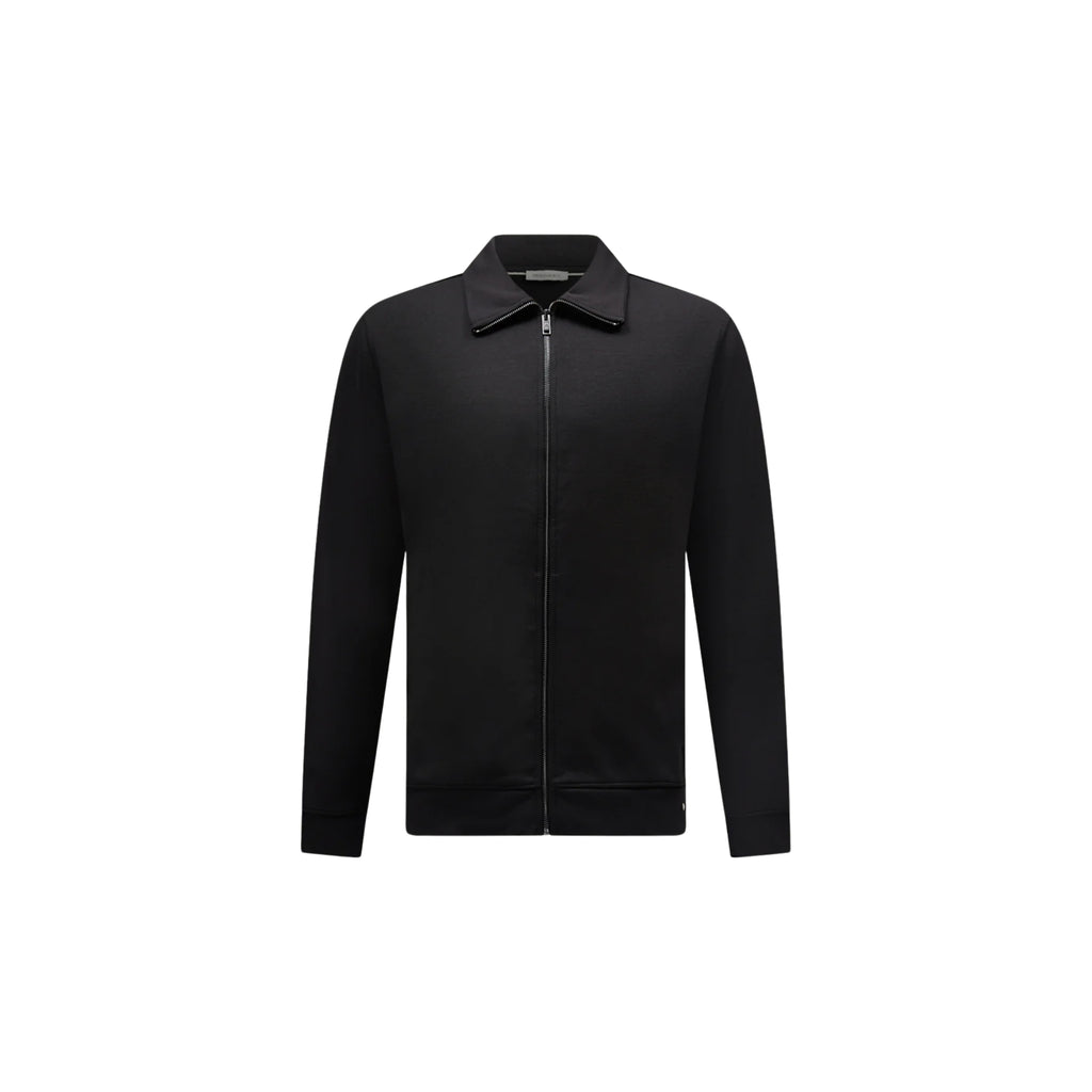 Peckham Rye Peckham Rye Jersey Interlock Zip Funnel Sweat Black in Black - Castel Clothing