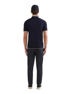 Single-Pleat Drawstring Travel Trousers in Navy Blue