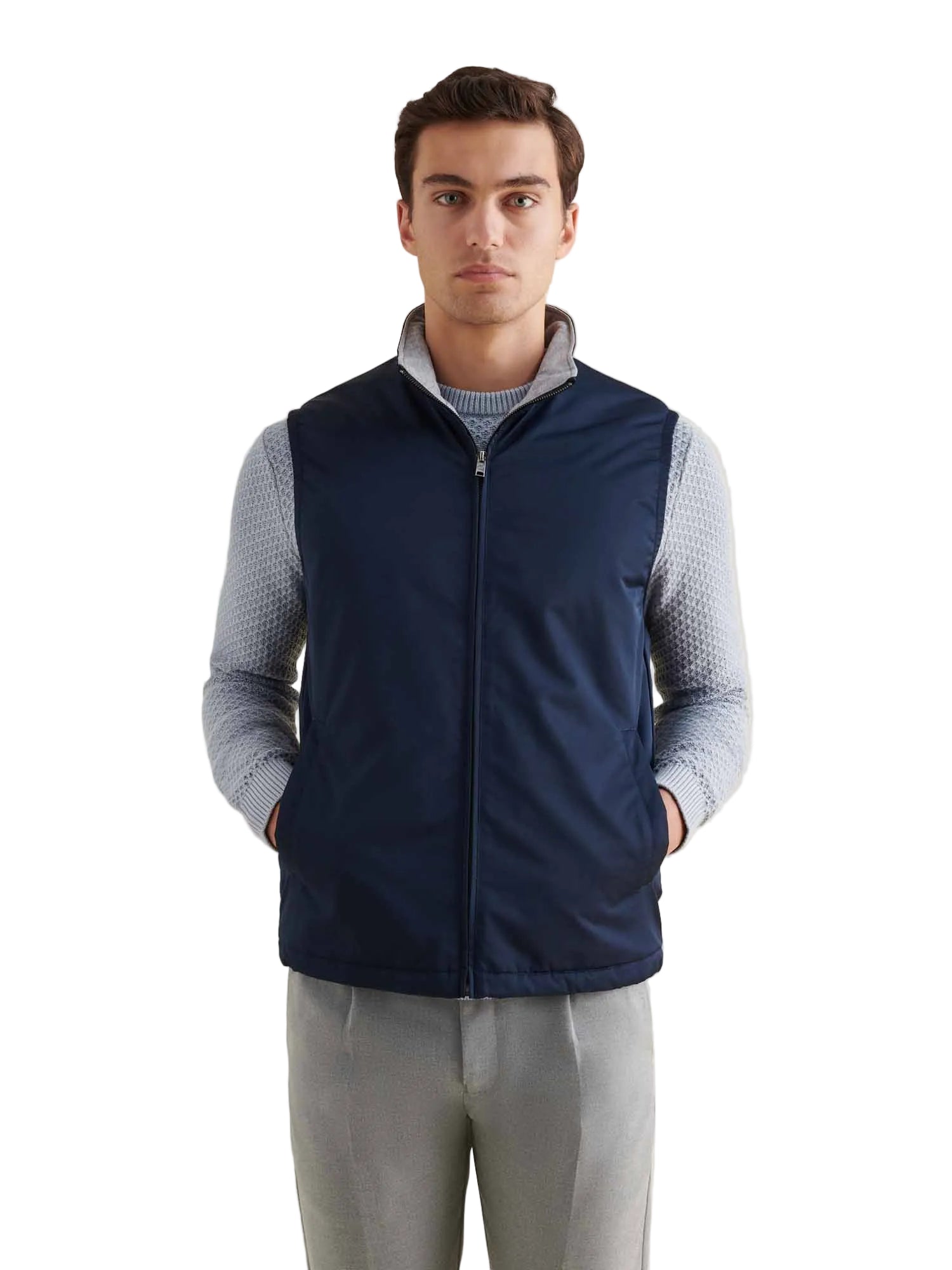Light Padded Zip Vest in Dark Sapphire Navy
