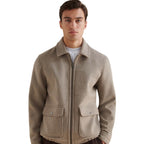 Wool Blend Bomber Jacket in Simply Taupe